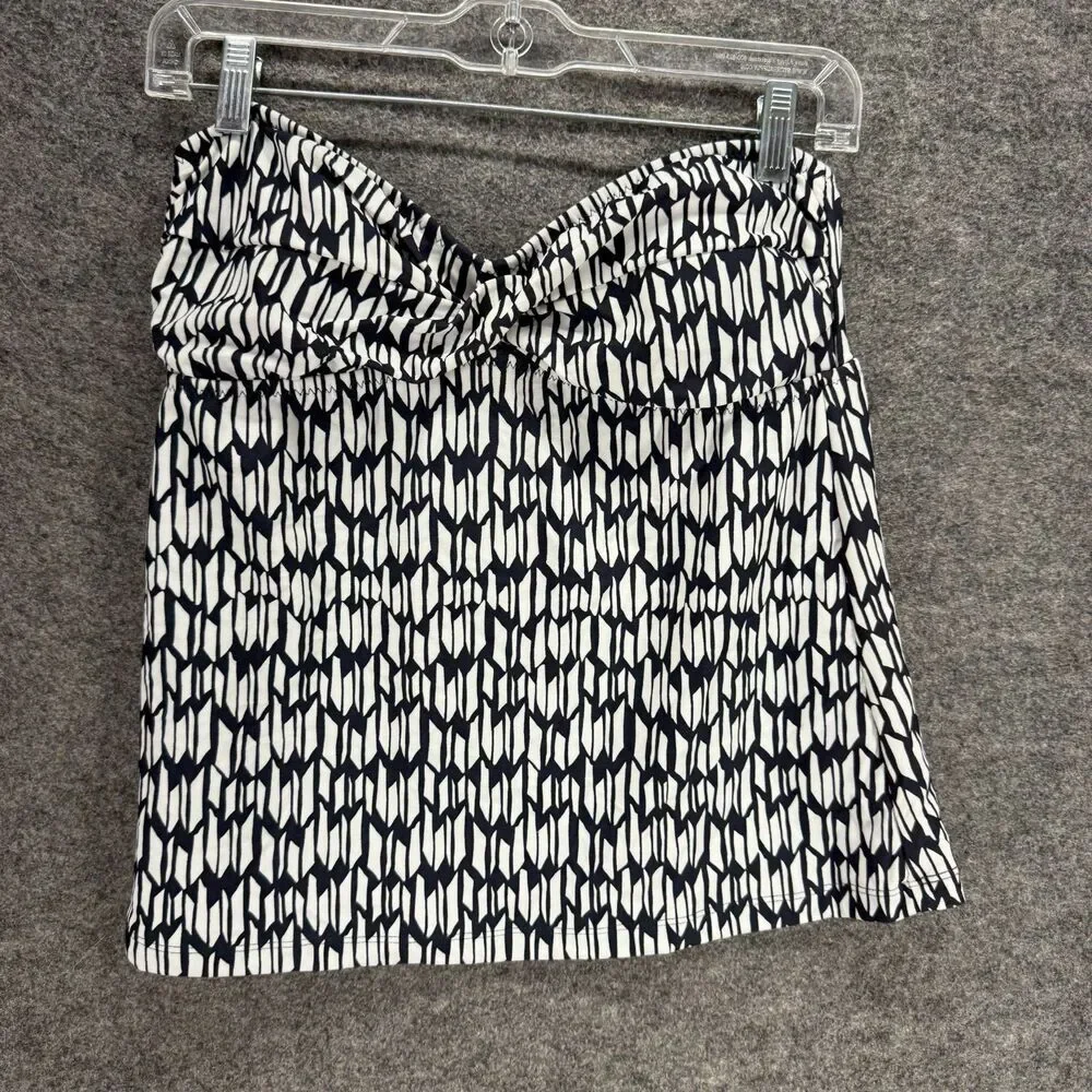 Unbranded Tankini Top Women M Medium Black Geometric Strapless Push Up Swimwear